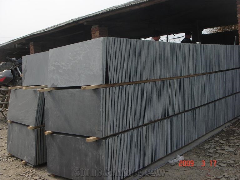Natural Black Slate Flooring Tiles, Black Flooring Slate, Jiujiang Black Slate