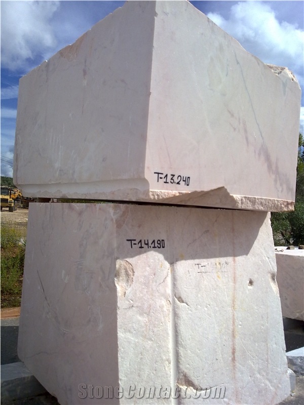 Pink Cream Marble Block, Estremoz Pardais Creme Pink Marble Block