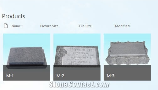 Slant Face Grave Markers and Gravestones, Grey Granite Grave Markers
