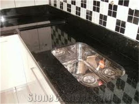 Black Galaxy Granite Kitchen Countertop
