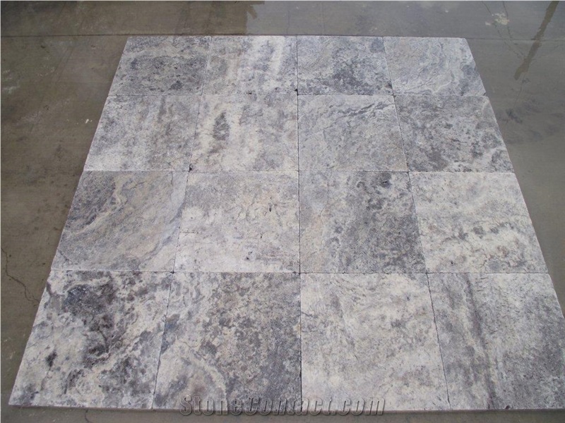 Silver Travertine Tiles, Turkey Grey Travertine