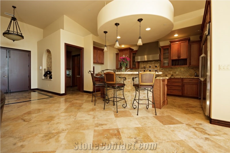 Antique Gold Light Travertine Honed and Filled Floor Tile
