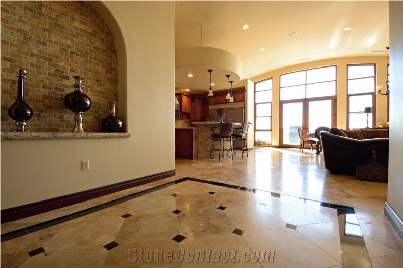 Antique Gold Light Travertine Honed and Filled Floor Tile