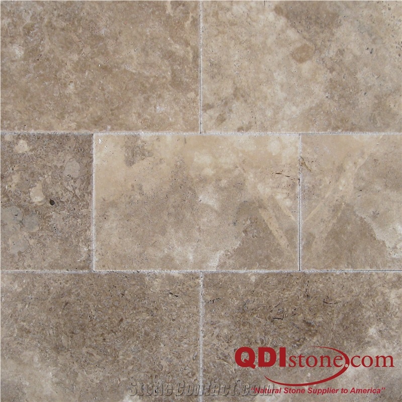 English Walnut Travertine Honed and Filled Tile, Peru Brown Travertine