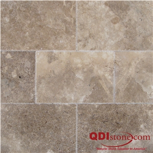 English Walnut Travertine Honed and Filled Tile, Peru Brown Travertine