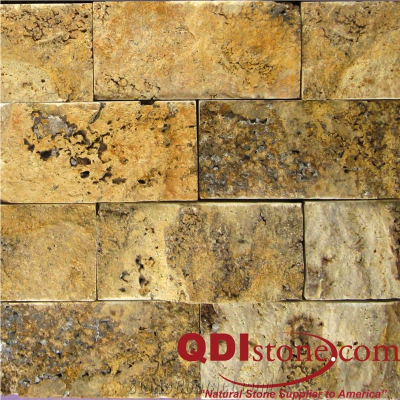 Gold Travertine Split Face Mosaic