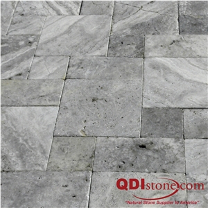 Silver Travertine Roman Pattern Tumbled