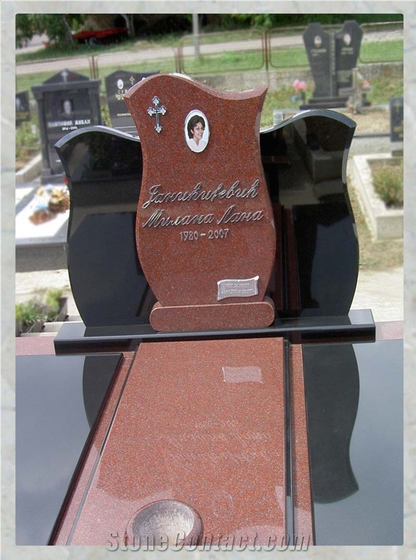 Impala Black Granite and Tianshan Red Granite Monument