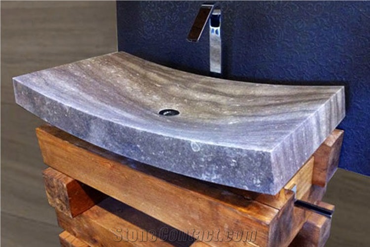 Rectangular Solid Basin in Pierre Brune Limestone