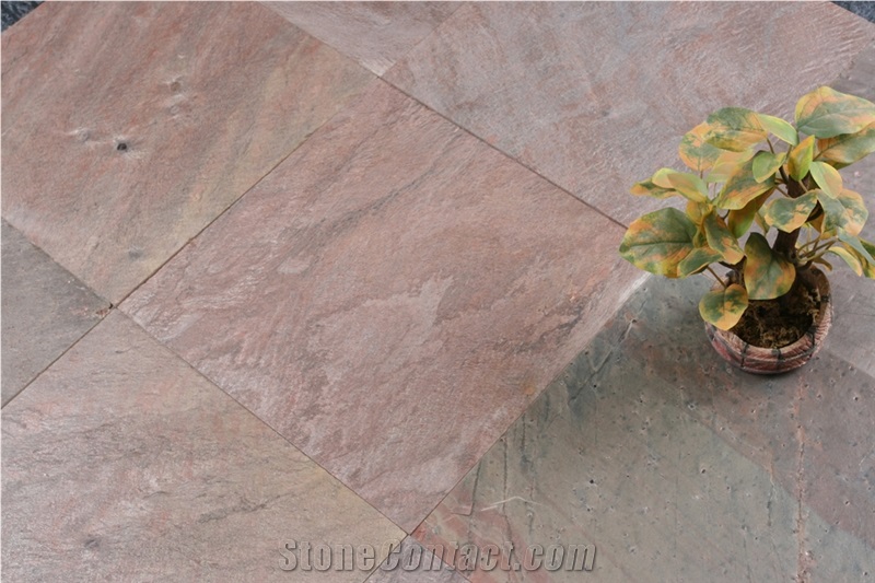 Copper Quartzite Polished Tiles & Slabs, India Red Quartzite Floor Covering Tiles, Walling Tiles