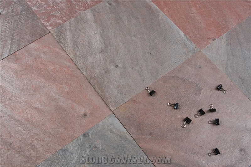 Copper Quartzite Polished Tiles & Slabs, India Red Quartzite Floor Covering Tiles, Walling Tiles