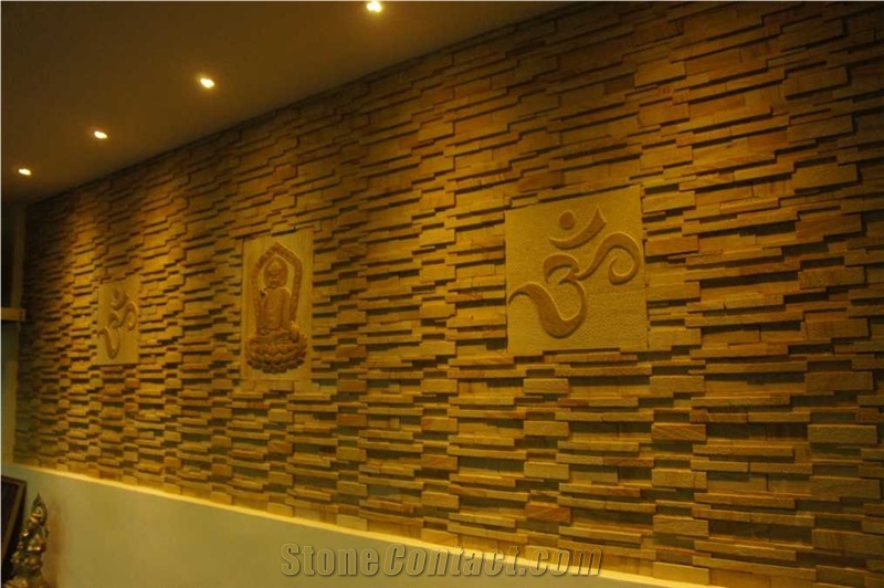 Wood Stone Wall Cladding, Wall Cladding Sandstone Home Decor
