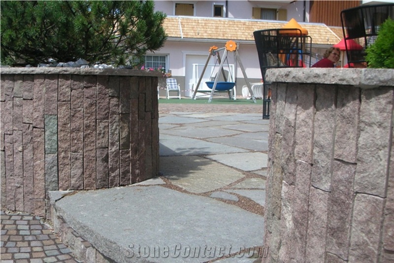 Porfido Rosso Di Meltina Granite Walling