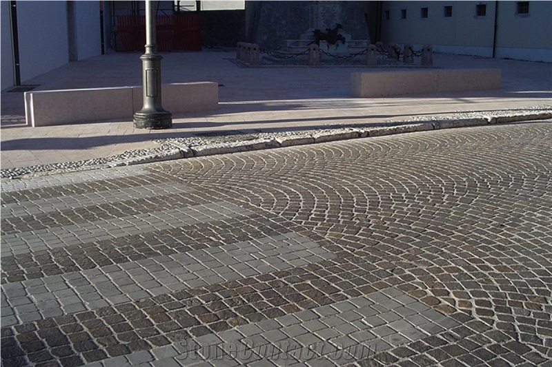 Porfido Trentino Granite Cube Stone, Brown Granite Cube Stone