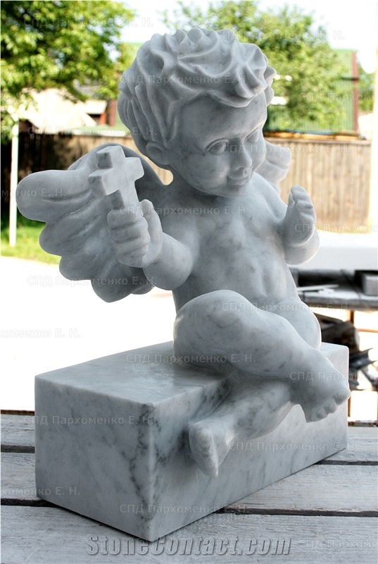 Bianco Carrara Cd Marble Sculpture Angel