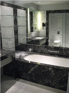 Nero Di Bagni Della Duchessa Marble Bathtub Deck, Surround