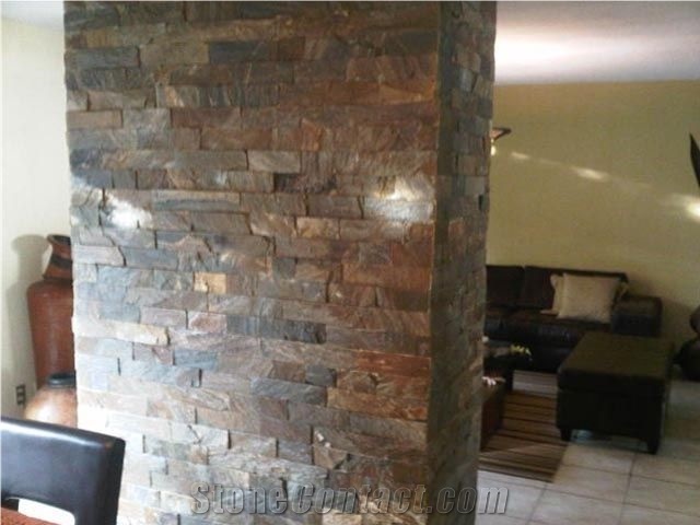 Natural Stone Ledge Stone Wall Tiles, Yellow Quartzite Ledge Stone