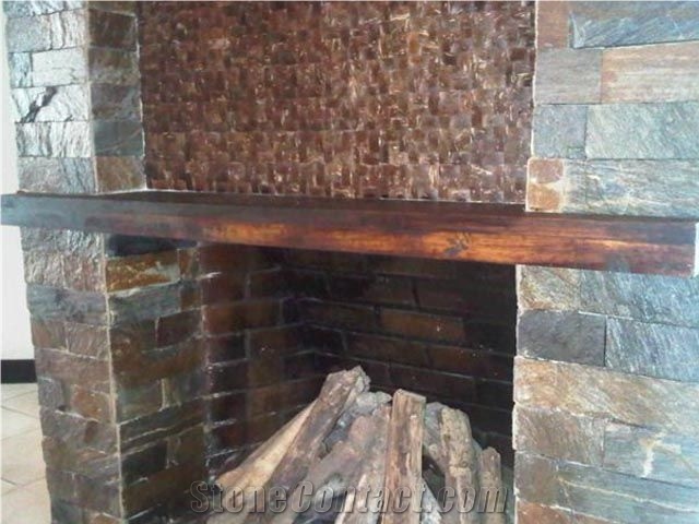 Natural Stone Ledge Stone Wall Tiles, Yellow Quartzite Ledge Stone