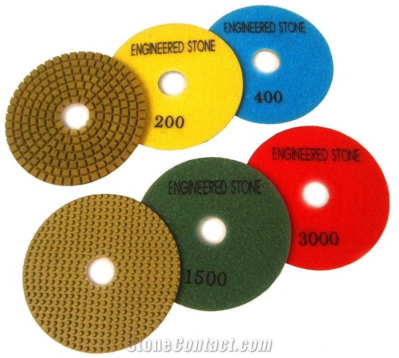 Rockmaster 4" Engineered Stone Polishing Pad Set - Wet Only