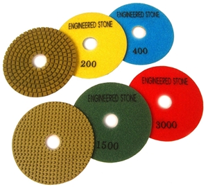 Rockmaster 4" Engineered Stone Polishing Pad Set - Wet Only Rockmaster 4" Engineered Stone Polishing Pad Set - Wet Only