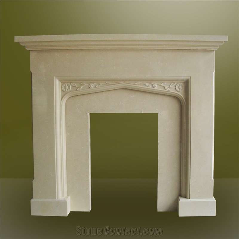 Beige Marble Fireplace Mantel, Yellow Marble Fireplace Mantel