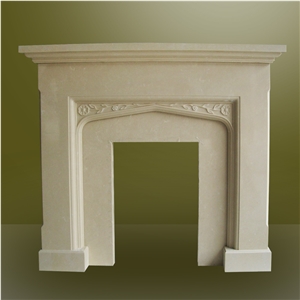 Beige Marble Fireplace Mantel, Yellow Marble Fireplace Mantel