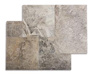 Silver Select Travertine French Pattern Pavers - Tumbled Finish, Silver Select Pavers Grey Travertine Silver Select Travertine French Pattern Pavers - Tumbled Finish, Silver Select Pavers Grey Travertine