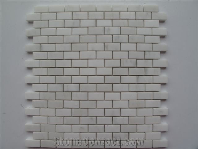 Mosaic in Marble, China White Marble Brick Mosaic