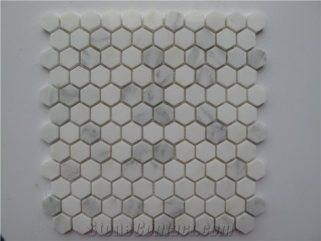 Mosaic in Marble, China White Marble Brick Mosaic