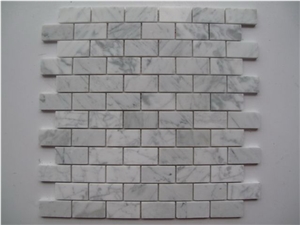Mosaic in Marble, China White Marble Brick Mosaic