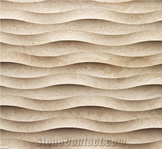 3d Fondo Stone Wave Wallart Panels, Beige Marble Wall