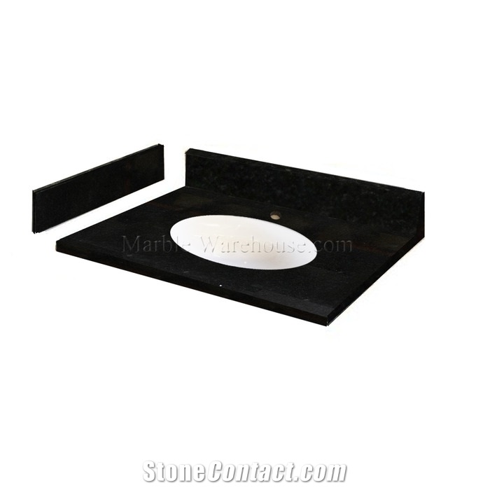 Absolute Black Granite Vanity Top with Porcelain Bowl, China Absolute Black Granite Vanity Tops