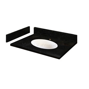 Absolute Black Granite Vanity Top with Porcelain Bowl, China Absolute Black Granite Vanity Tops