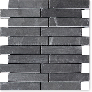 Brazilian Black ( Montauk Black Slate ) Cleft Slate Tile Slate Waterfall Mosaic Brazilian Black ( Montauk Black Slate ) Cleft Slate Tile Slate Waterfall Mosaic