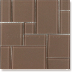 Mocha Versailles Glass Tile, Brown Mosaic