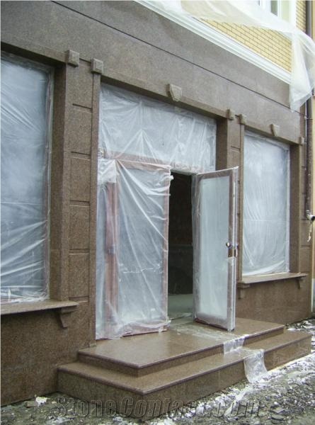 Facade with Flower Of Ukraine Granite