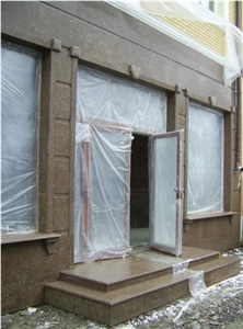 Facade with Flower Of Ukraine Granite