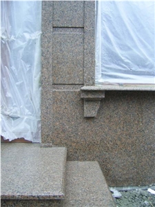 Facade with Flower Of Ukraine Granite