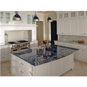 Blue Agate Semiprecious Stone Countertop