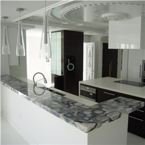 Blue Agate Semiprecious Stone Countertop