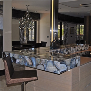 Gray Agate Semiprecious Stone Countertop