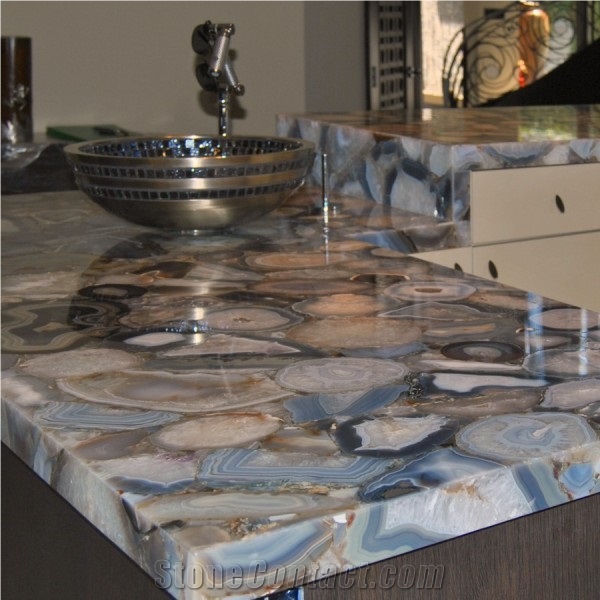 Gray Agate Semiprecious Stone Countertop