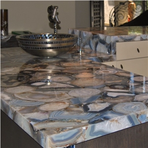 Gray Agate Semiprecious Stone Countertop