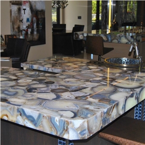 Gray Agate Semiprecious Stone Countertop