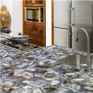 Gray Agate Semiprecious Stone Countertop