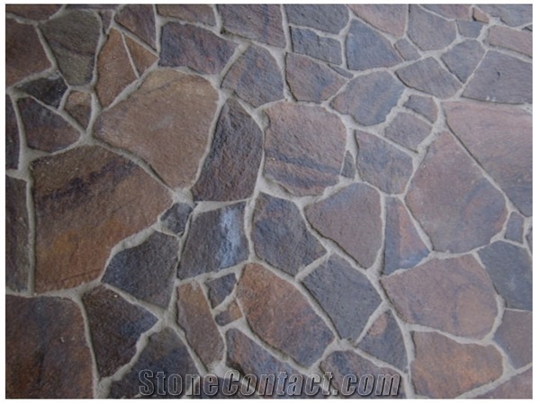 Andesite-A2 Reddish Brown Flagstone Wall, Floor, Slovakia Red Andesite Flagstone Wall