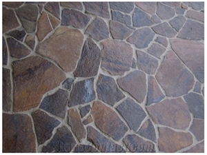 Andesite-A2 Reddish Brown Flagstone Wall, Floor, Slovakia Red Andesite Flagstone Wall