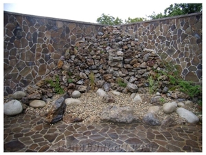 Andesite-A2 Reddish Brown Flagstone Wall, Floor, Slovakia Red Andesite Flagstone Wall
