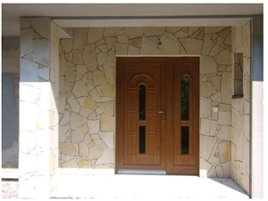 Croatian Yellow Limestone Irregular Wall Stone, Giallo Dalmatia Yellow Limestone