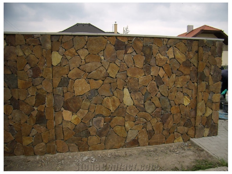 Sandstone Hungarian - Light Brown Flagstone Walling